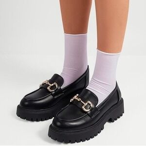 NEW Musshoe Black Lug Sole Bit Loafers Women's Size 7 Dark Academia Kawaii chunk